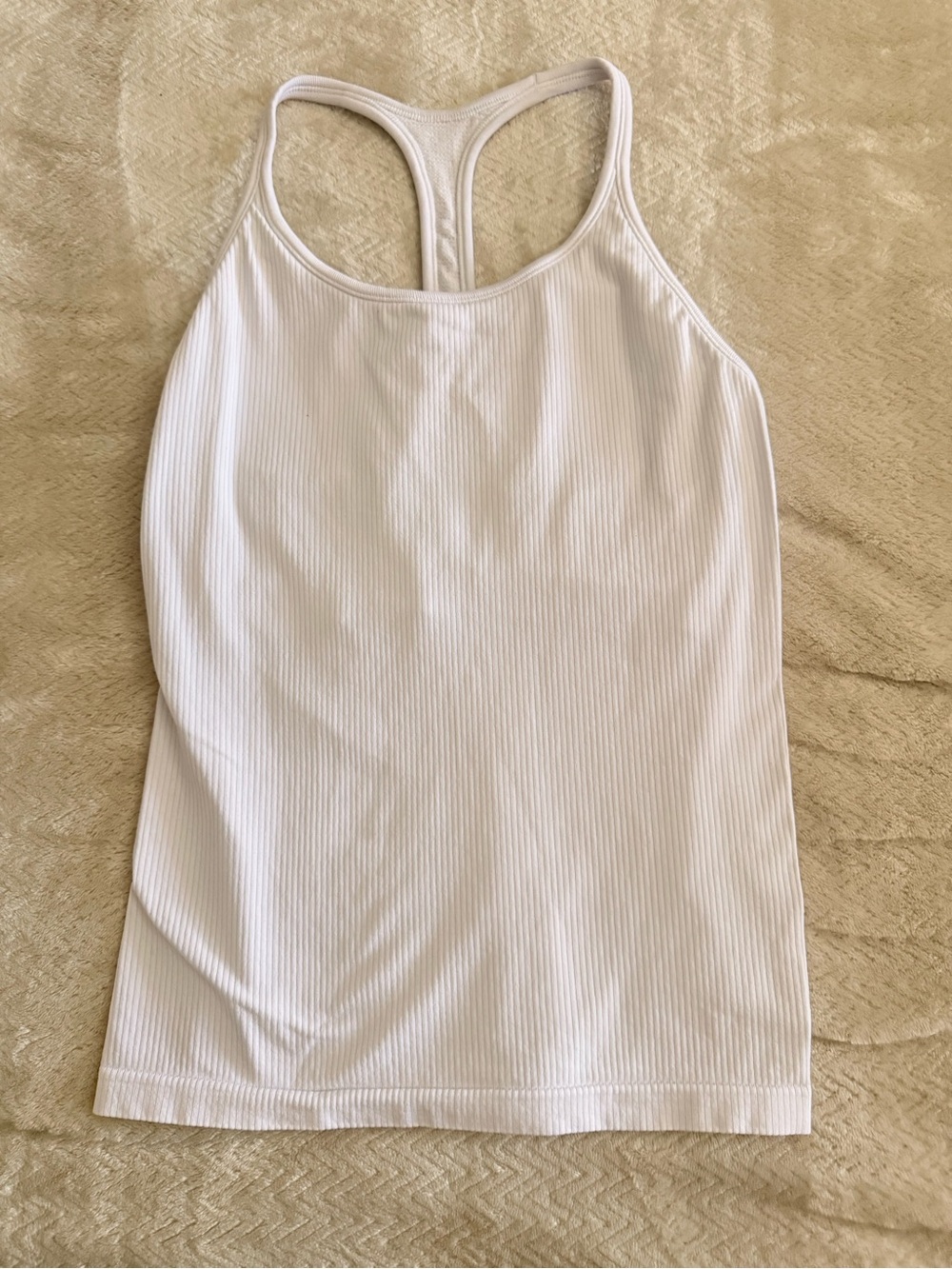 Athleta White Ribbed Racerback Tank size L